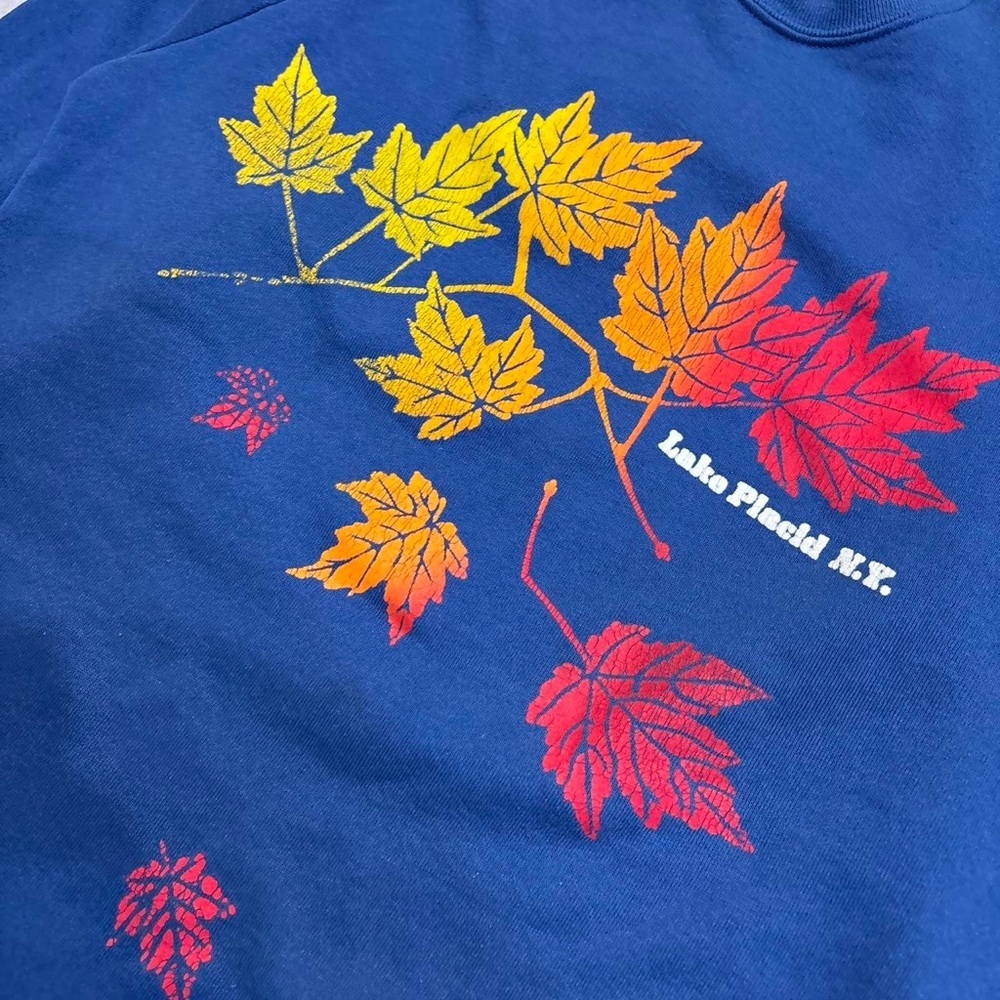 Unisex Vintage 80s Jerzees Lake Placid maple leaf graphic crewneck - Picture 4 of 7